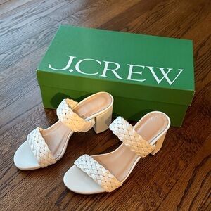 B27 J. Crew Women's 6.5 Cream Braided Leather Lucie Sandals Outdoor Summer